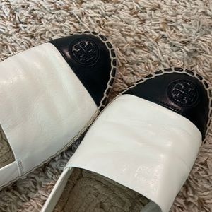 Tory Burch Cream and Black Espadrilles